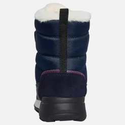 Clearance GEOX Junior Piger Trekkyup Dobbelt Rem Pelsforet Støvler Marineblå/​Lilla