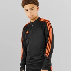 Outlet adidas Junior Tiro 23 Club 1/4 Zip Træningstop /Signal Orange Sort