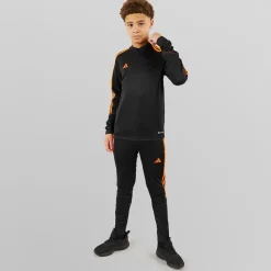 Outlet adidas Junior Tiro 23 Club 1/​4 Zip Træningstop /​Signal Orange Sort