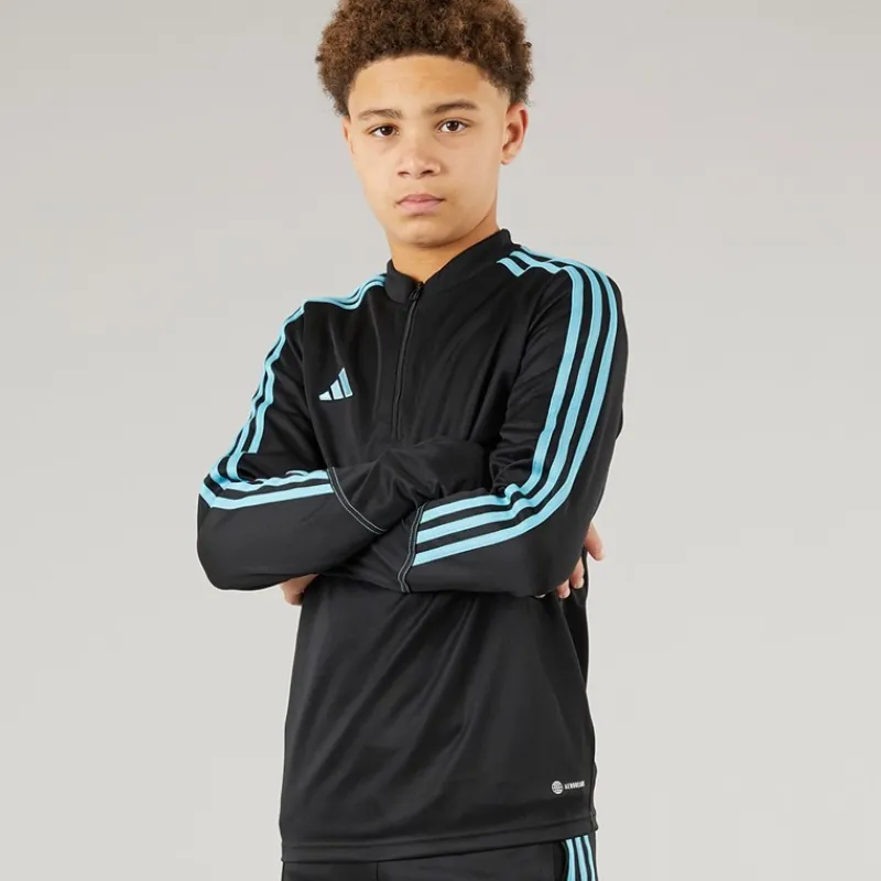 Outlet adidas Junior Tiro 23 Club 1/4 Zip Træningstop /Preloved Blue Sort
