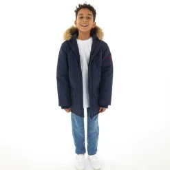 Sale U.S. POLO ASSN. Klassisk Parka Frakke til Drenge med Pels Kant Blå