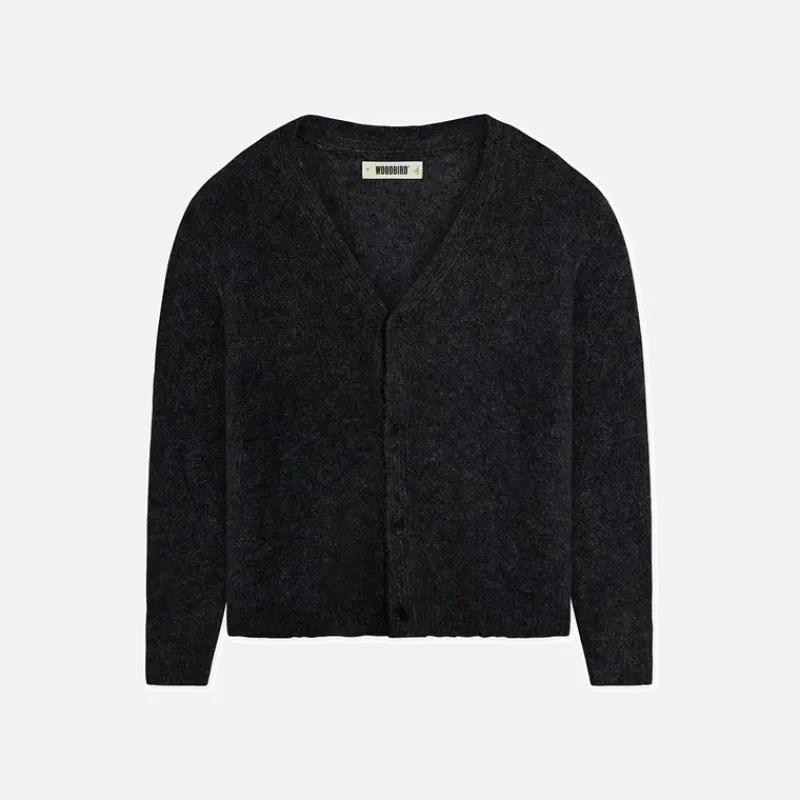Outlet Woodbird Koon Loop Cardigan Sort