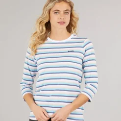 Hot Bench Langærmet T-shirt til kvinder Auborn Hvid/​Lys støvet Rosa/​Grøn/​Blå/​Marineblå Stribet