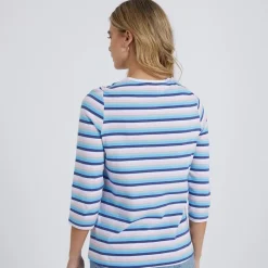 Hot Bench Langærmet T-shirt til kvinder Auborn Hvid/​Lys støvet Rosa/​Grøn/​Blå/​Marineblå Stribet