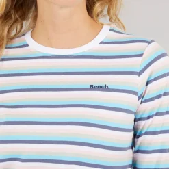 Hot Bench Langærmet T-shirt til kvinder Auborn Hvid/Lys støvet Rosa/Grøn/Blå/Marineblå Stribet