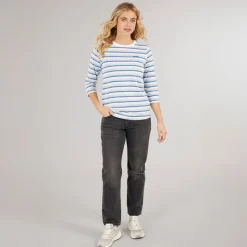 Hot Bench Langærmet T-shirt til kvinder Auborn Hvid/Lys støvet Rosa/Grøn/Blå/Marineblå Stribet