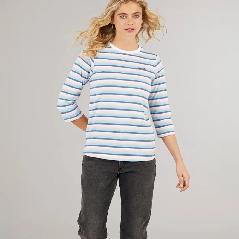 Hot Bench Langærmet T-shirt til kvinder Auborn Hvid/Lys støvet Rosa/Grøn/Blå/Marineblå Stribet