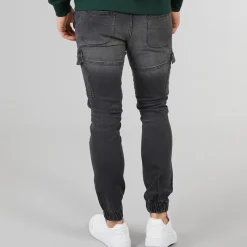 Crosshatch Malimore Denim Cuffed Cargo Bukser Vasket Sort