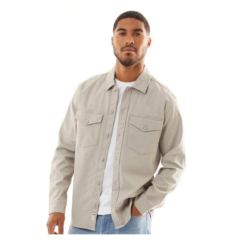 Clearance JACK & JONES Mænd Dave Stretch Overshirt Spøgelsesgrå Bleg Grå