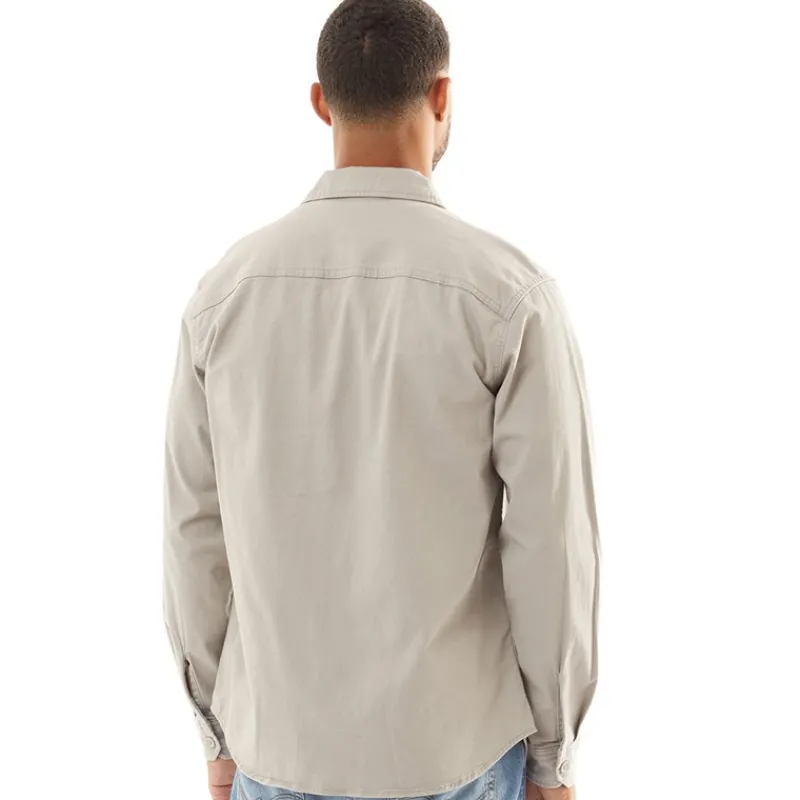 Clearance JACK & JONES Mænd Dave Stretch Overshirt Spøgelsesgrå Bleg Grå