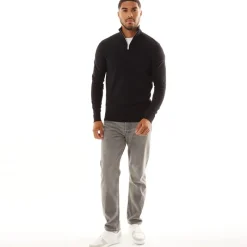 Clearance JACK & JONES Mænd Emil Strik 1/2 Lynlås Trøje Sort