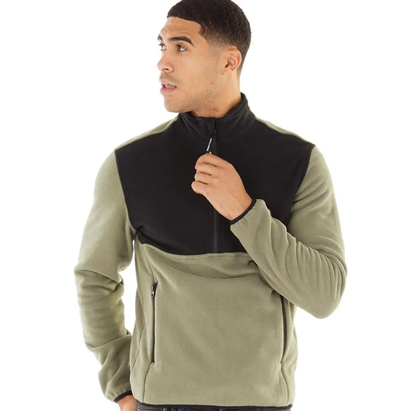 Discount JACK & JONES Mænd Halv Zip Fleece Dusty Olive Lys Khaki