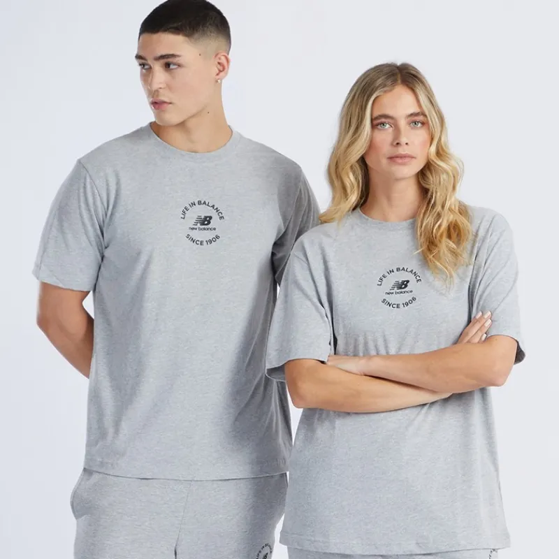 Hot New Balance NB Life I Balance Oversized T-shirt Grå Melange Grå
