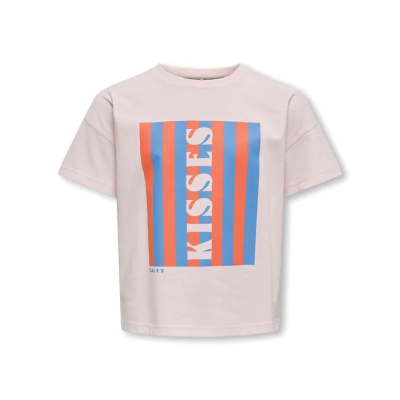 Best Only Piger Abelone Word Top Box T-Shirt Mauve Chalk Kisses