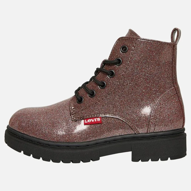 Outlet Levi's Piger Cathrine Støvler Pink Glitter 3470 Lyserød Glitter