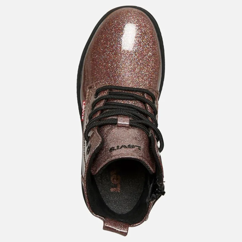 Outlet Levi's Piger Cathrine Støvler Pink Glitter 3470 Lyserød Glitter