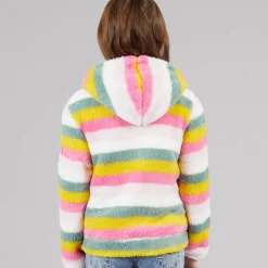 Outlet Trespass Piger Fantastisk Stribet Fuld Lynlås Fleece Bleg Rosa Stribe