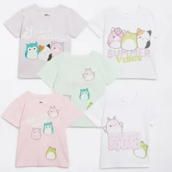 Clearance Squishmallows Piger Fem Pakke T-shirts Multi