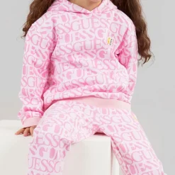 Hot Guess Piger Hoodie Logo Fuchsia