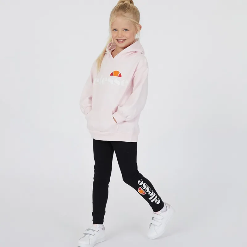 Best Ellesse Piger Hoodie og Leggings Sæt med Anya Logo Pink/Sort