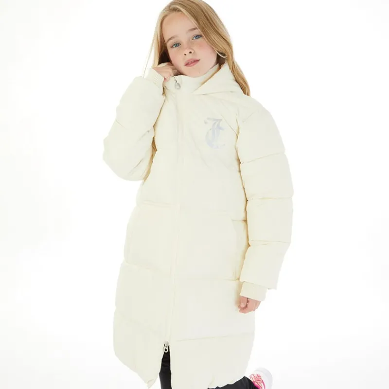 Best Juicy Couture Piger Lang Linie Puffer Jakke Vanilje Is beige
