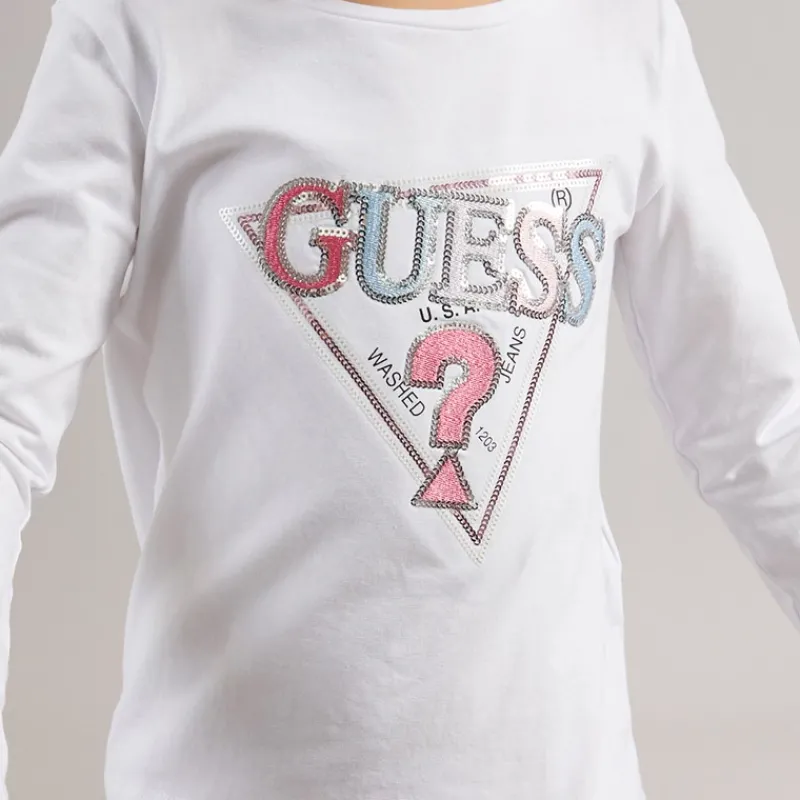 Online Guess Piger langærmet t-shirt Pure White Hvid