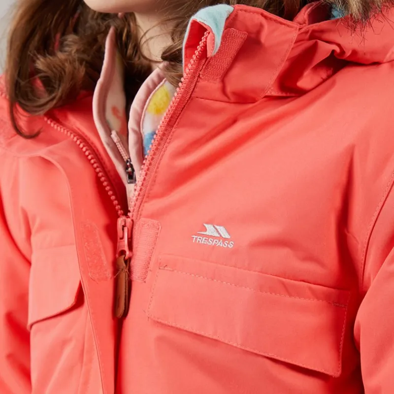 Hot Trespass Piger Larission Isoleret Vandtæt Parka Soft Orange Lyserød
