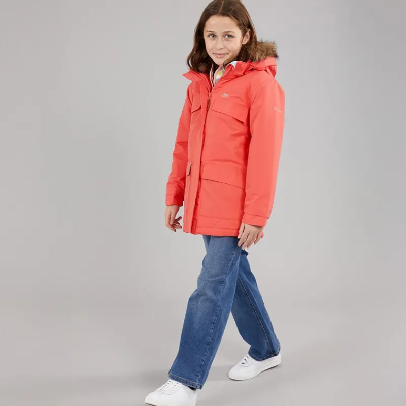 Hot Trespass Piger Larission Isoleret Vandtæt Parka Soft Orange Lyserød