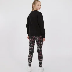 Sale Juicy Couture Piger Oversized Crew Sweatshirt og Abstrakt Leggings Tracksuit Sæt Sort