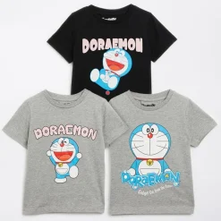 Sale Doraemon Piger Tre Pakke T-Shirts Multi