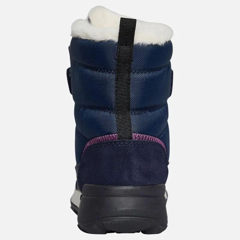 Best GEOX Piger Trekkyup Dobbelt Rem Pelsforet Støvler Navy/Lilla