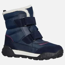 Best GEOX Piger Trekkyup Dobbelt Rem Pelsforet Støvler Navy/Lilla
