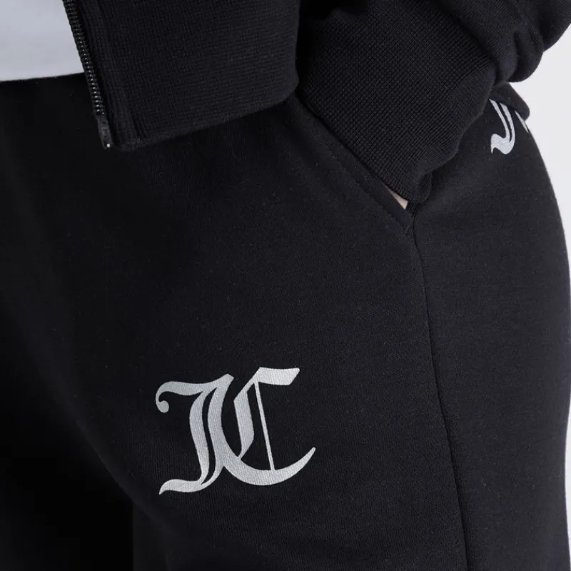 New Juicy Couture Piger T-shirt med lynlås og brede ben Joggingbukser Tracksuit Sæt Sort