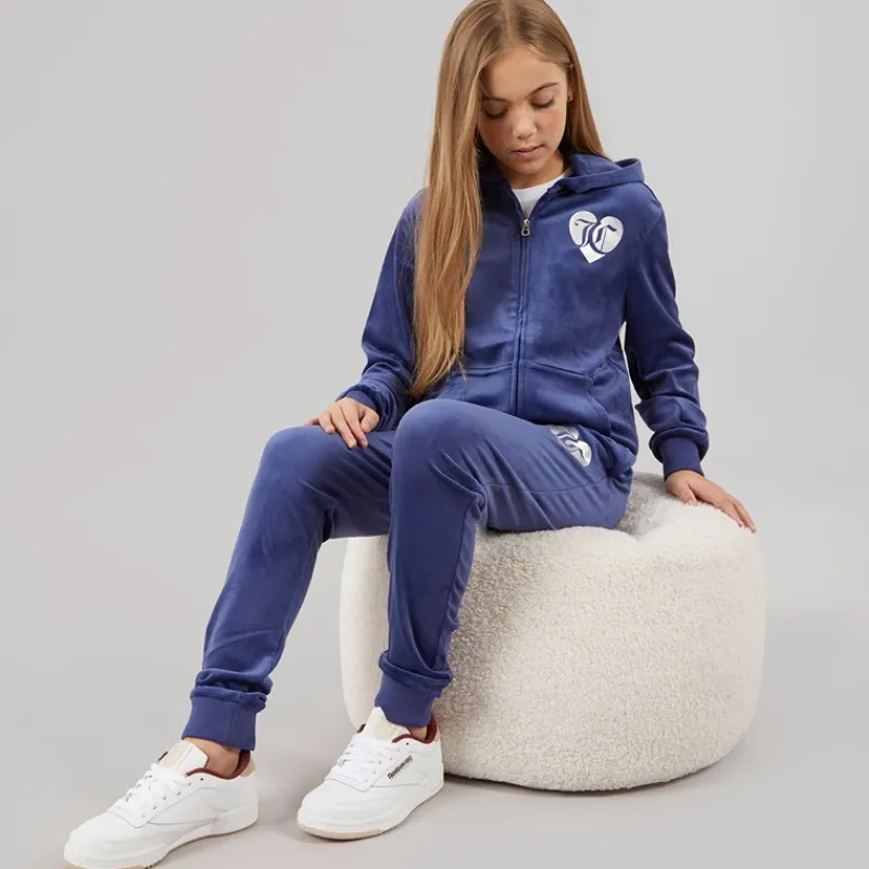 Clearance Juicy Couture Piger Velour Hjerte Logo Træningssæt Blå Print Blå