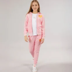 Clearance Juicy Couture Piger Velour Hjerte Logo Træningsdragt Mandelblomst Lyserød