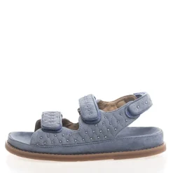 Online Copenhagen Shoes Sandaler i ruskind med nitter til kvinder 0302 Cloud Gråblå