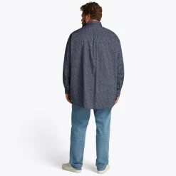 Online Tommy Hilfiger Store størrelser Herre Poplin Langærmet Skjorte Night Sky /​ Ivory Petal Prt