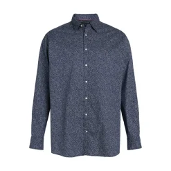 Online Tommy Hilfiger Store størrelser Herre Poplin Langærmet Skjorte Night Sky /​ Ivory Petal Prt