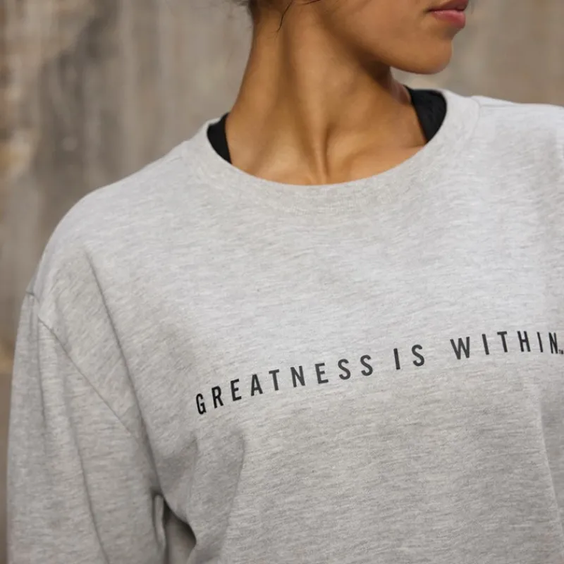 Online Everlast Sweatshirt med rund hals Oversized Lysegrå Melange til Kvinder Lysegrå Mergel