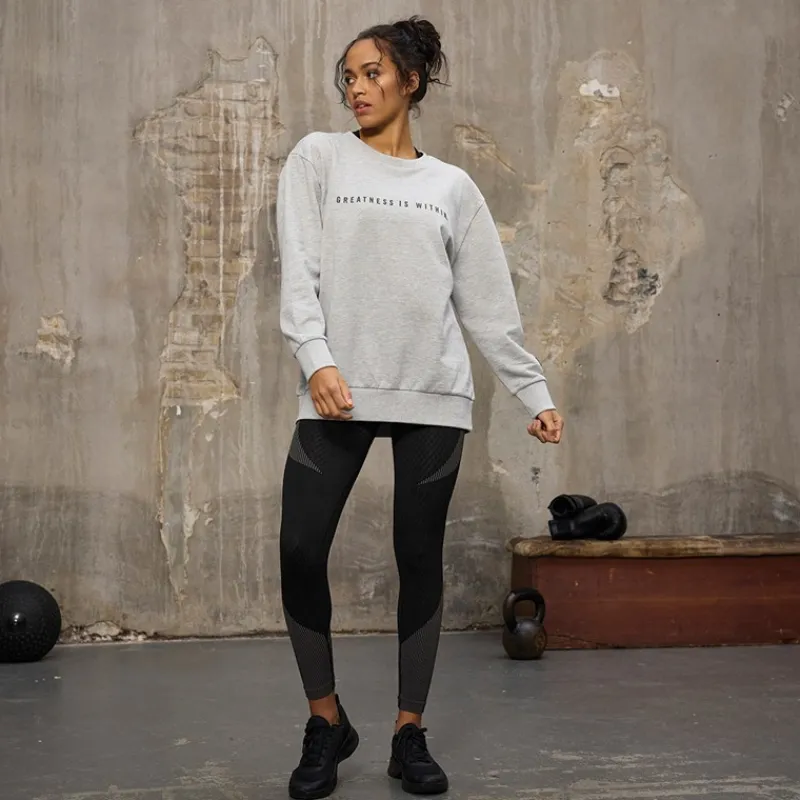 Online Everlast Sweatshirt med rund hals Oversized Lysegrå Melange til Kvinder Lysegrå Mergel