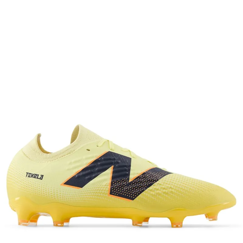 Outlet New Balance Tekela Magia Low Med Snøre V4 FG / Fast Underlag Fodboldstøvler Pergament Gul