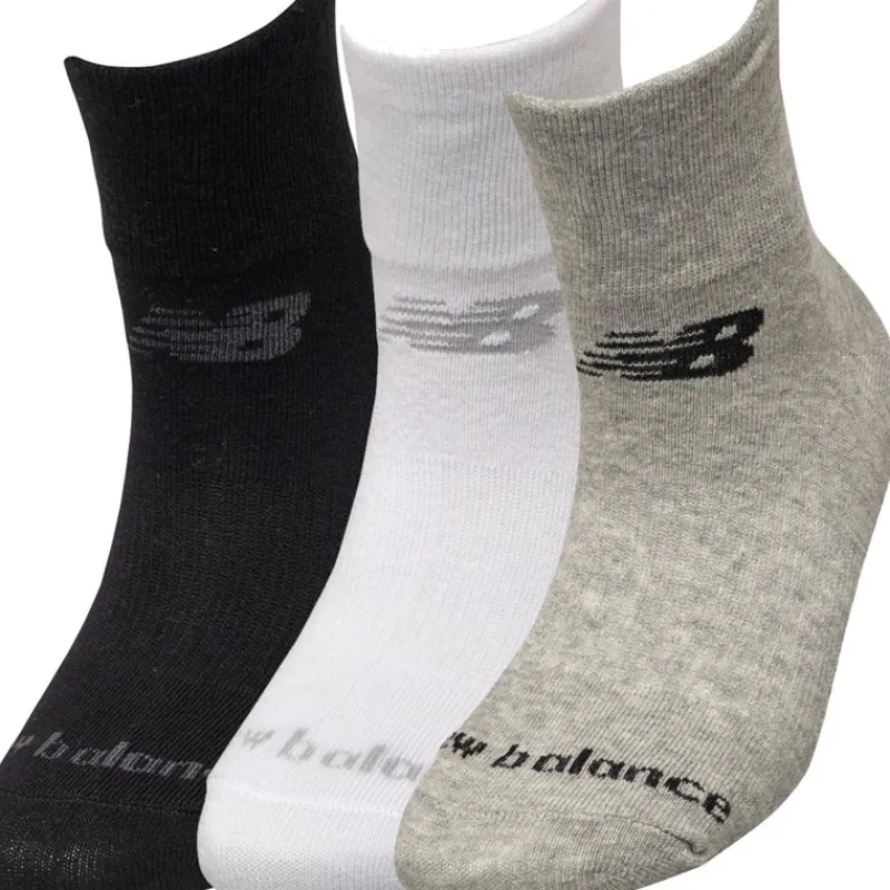 Hot New Balance Tre par kvarte strømper Sort/Grå/Hvid Flerfarvet