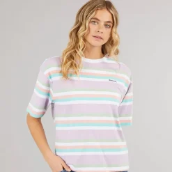 Outlet Bench T-shirt Sharni med lilla striber til kvinder