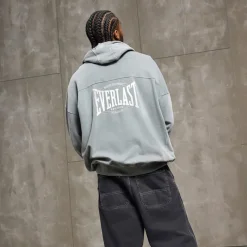 Discount Everlast Vasket Oversized Hættetrøje Røget Blå Blå
